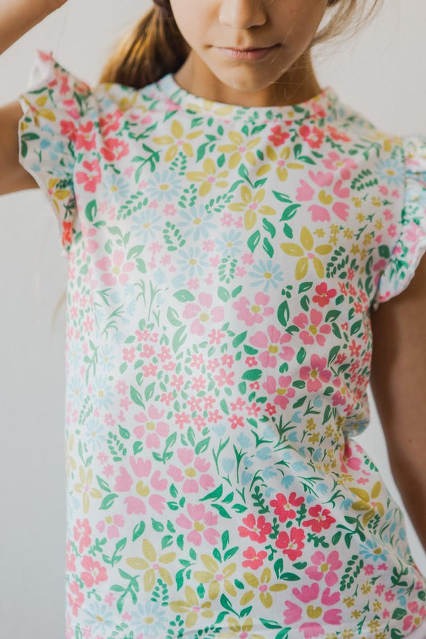 daffodils-s-s-ruffle-tee Mila &  Rose - Sophia's Style-Daffodils S/S Ruffle Tee-6-12M--1
